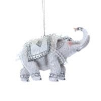 white and silver resin Elephant