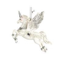 silver and white resin unicorn